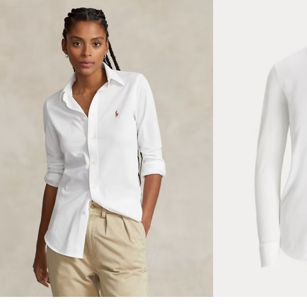 Ralph Lauren white knit stretchy Oxford